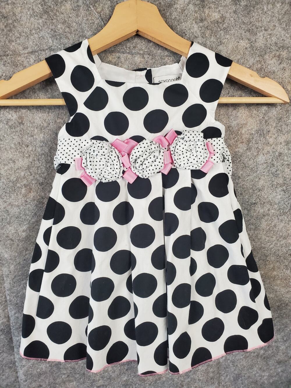 Toddler Girl Savannah Size 12M Black & White Polka Dot Dress